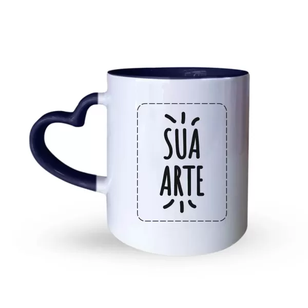 Caneca Alça De Coração Azul Escuro 325ml