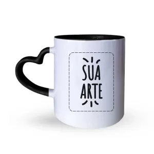 Caneca Alça De Coração Preto 325ml