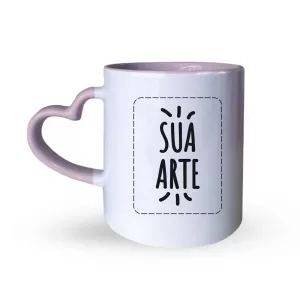 Caneca Alça De Coração Rosa 325ml