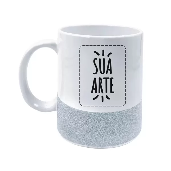 Caneca Com Base Glitter Prata 325ml