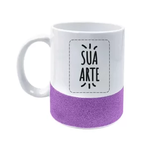 Caneca Com Base Glitter Rosa 325ml