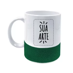 Caneca Com Base Glitter Verde 325ml