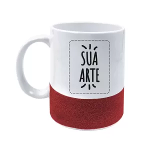 Caneca Com Base Glitter Vermelha 325ml