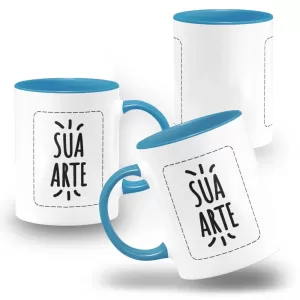 Caneca Personalizada Alça E Interno Azul Claro 325ml