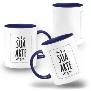 Caneca Personalizada Alça E Interno Azul Escuro 325ml