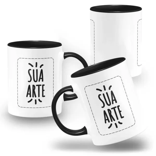 Caneca Personalizada Alça E Interno Preto 325ml