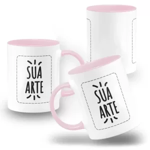 Caneca Personalizada Alça E Interno Rosa 325ml