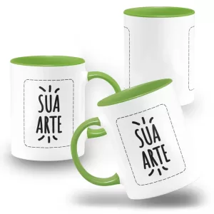 Caneca Personalizada Alça E Interno Verde 325ml