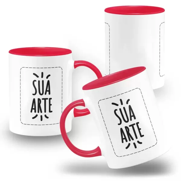 Caneca Personalizada Alça E Interno Vermelho 325ml