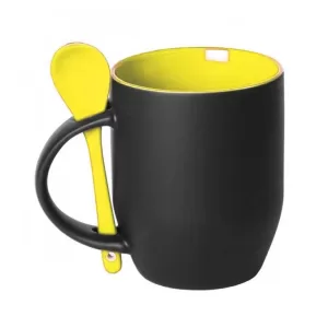 Caneca Mágica Fosca Com Colher Amarela 325ml