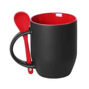 Caneca Mágica Fosca Com Colher Vermelha 325ml